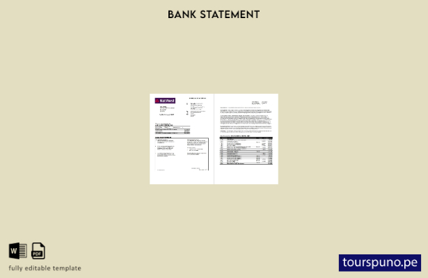 listo para imprimir plantilla de páginas de Word de extracto de cuenta bancar 11